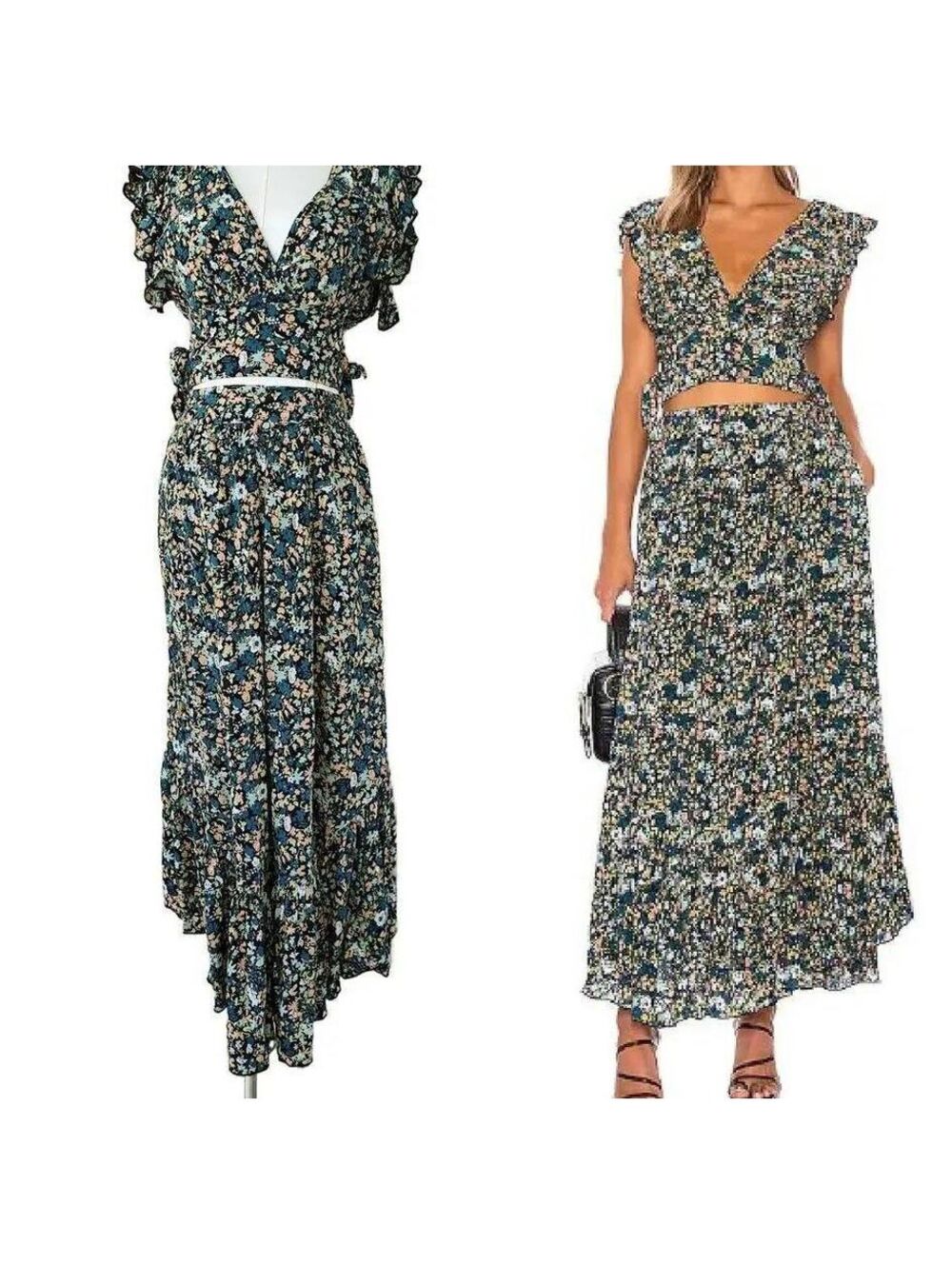 Free People | Floral Print Two-Piece Dress Set w/Ruffles